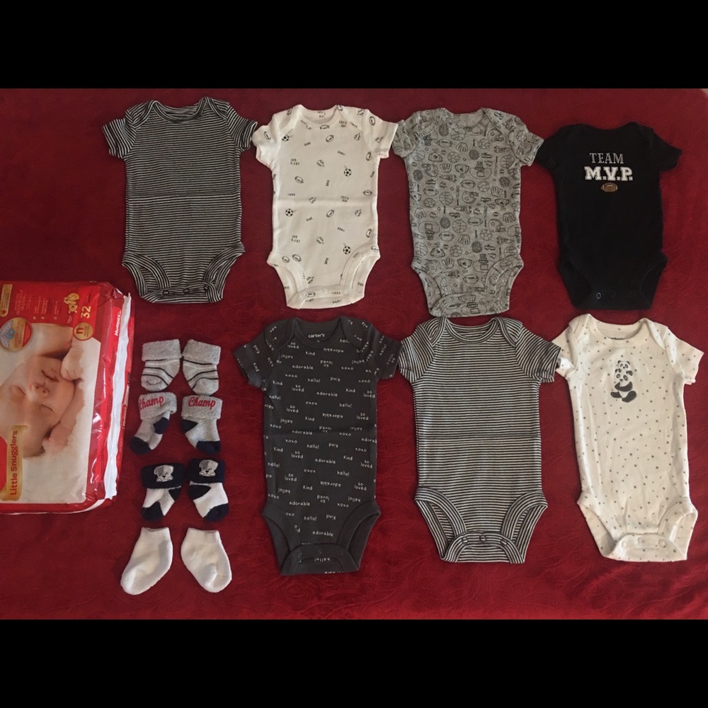 Baby boy onesie/diaper lot